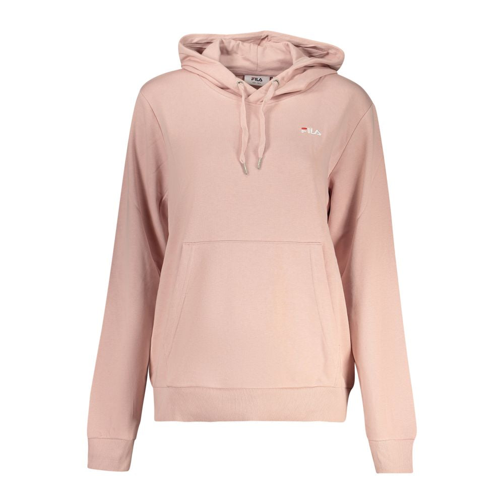 Pink Fila cotton women's sweatshirt with a relaxed fit and Fila logo on the front, casual and comfortable apparel.