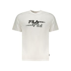 White Fila cotton men's T-shirt with crew neck and short sleeves, casual and comfortable for everyday wear.