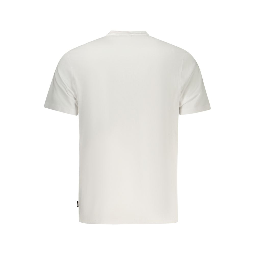White Fila cotton men's T-shirt with crew neck and short sleeves, casual and comfortable everyday wear.