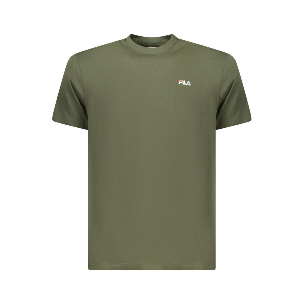 Green Fila organic cotton men's T-shirt with a relaxed fit and crew neckline, showcasing a casual, comfortable style.