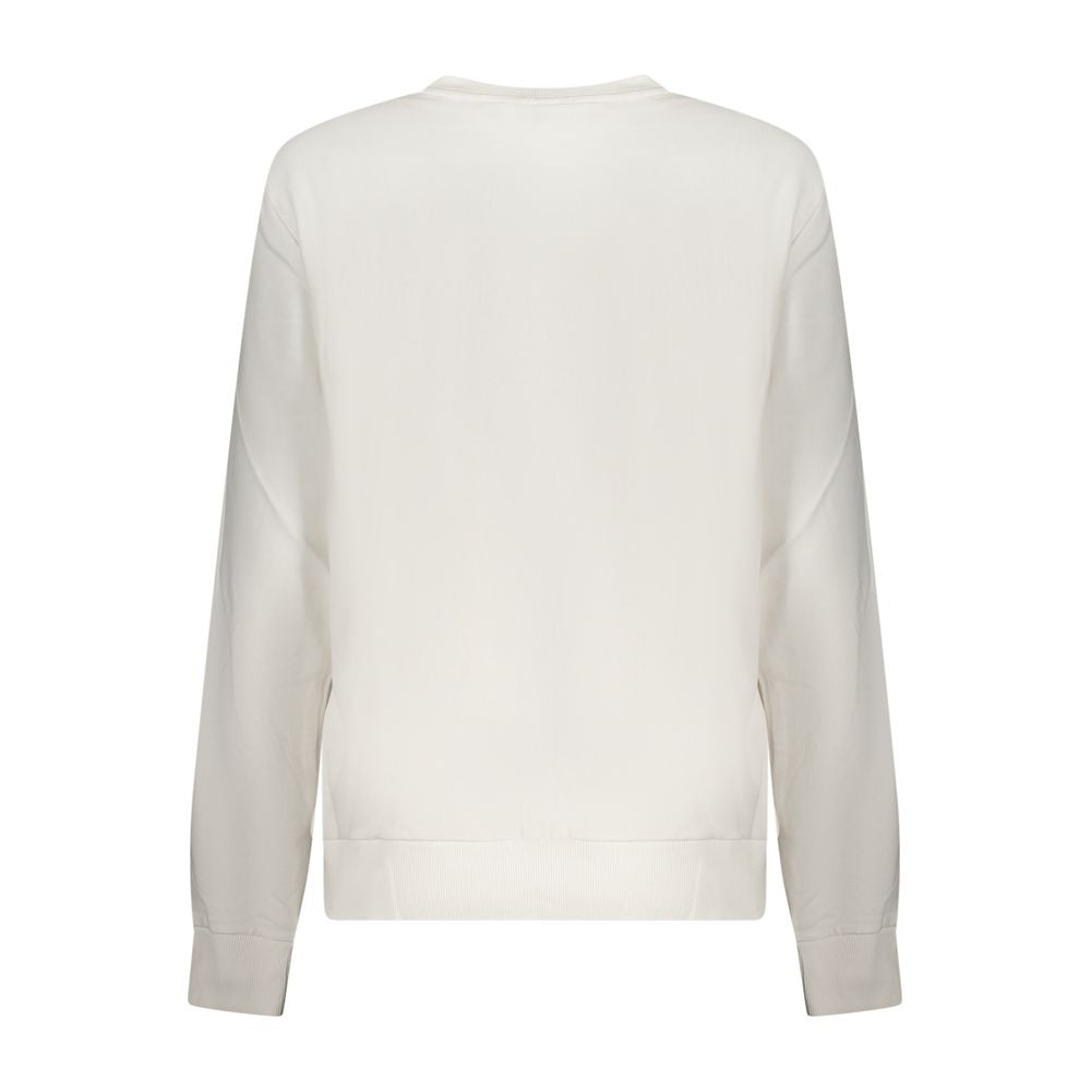 White Fila women's cotton sweatshirt with long sleeves and crew neckline, casual and comfortable for everyday wear.