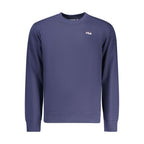Blue Fila men's organic cotton sweatshirt displayed flat, showcasing its soft fabric and classic fit.
