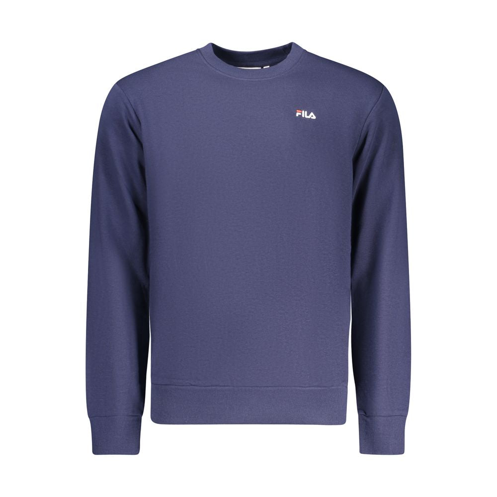 Blue Fila men's organic cotton sweatshirt displayed flat, showcasing its soft fabric and classic fit.
