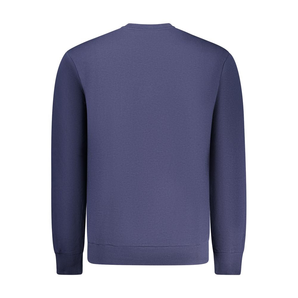 Blue Fila men's organic cotton sweatshirt displayed on a hanger, showcasing a casual, comfortable fit and classic style.
