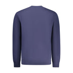 Blue Fila men's organic cotton sweatshirt displayed on a hanger, showcasing a casual, comfortable fit and classic style.