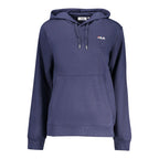 Blue organic cotton women's hoodie by Fila, featuring a comfy fit and casual style.