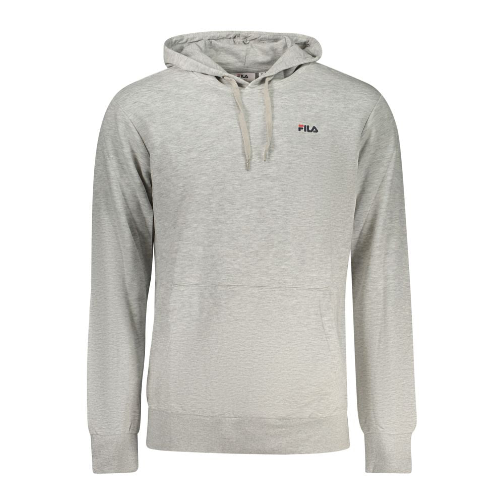 Gray Fila men's cotton sweatshirt with a crew neck and Fila logo on the chest, comfortable casual wear.