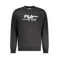 Black Fila men's polyester sweatshirt with crew neck and long sleeves, featuring subtle branding and a comfortable fit.
