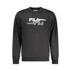 Black Fila men's polyester sweatshirt with crew neck and long sleeves, featuring subtle branding and a comfortable fit.