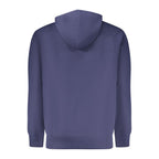 Blue cotton men's hoodie by Fila featuring a relaxed fit and classic design, shown on a plain background.