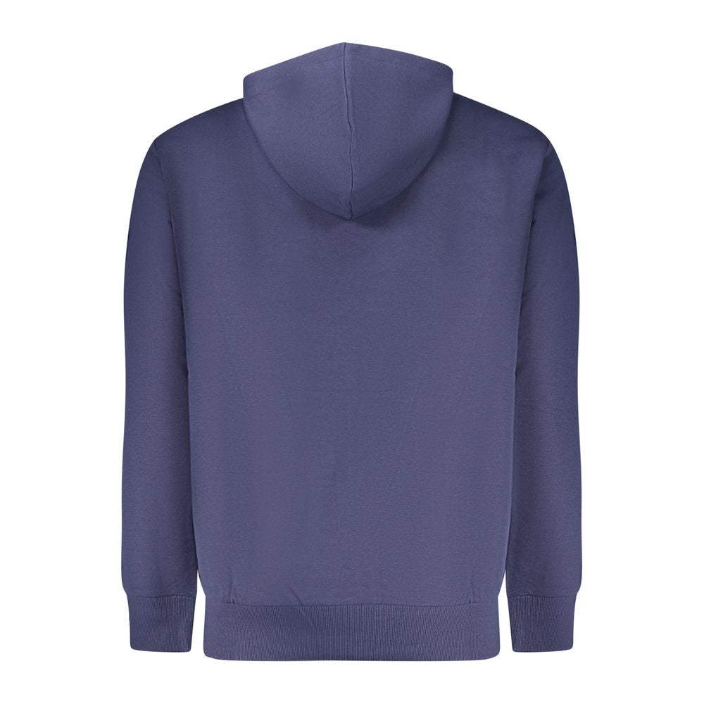 Blue cotton men's hoodie by Fila featuring a relaxed fit and classic design, shown on a plain background.