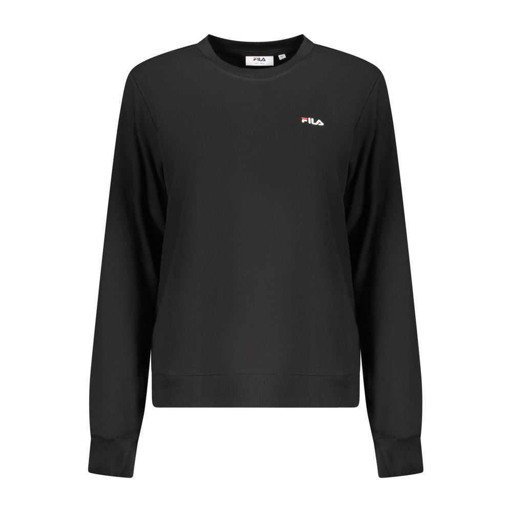 Black cotton women's sweatshirt by Fila with a relaxed fit and subtle logo detail, perfect for casual wear.