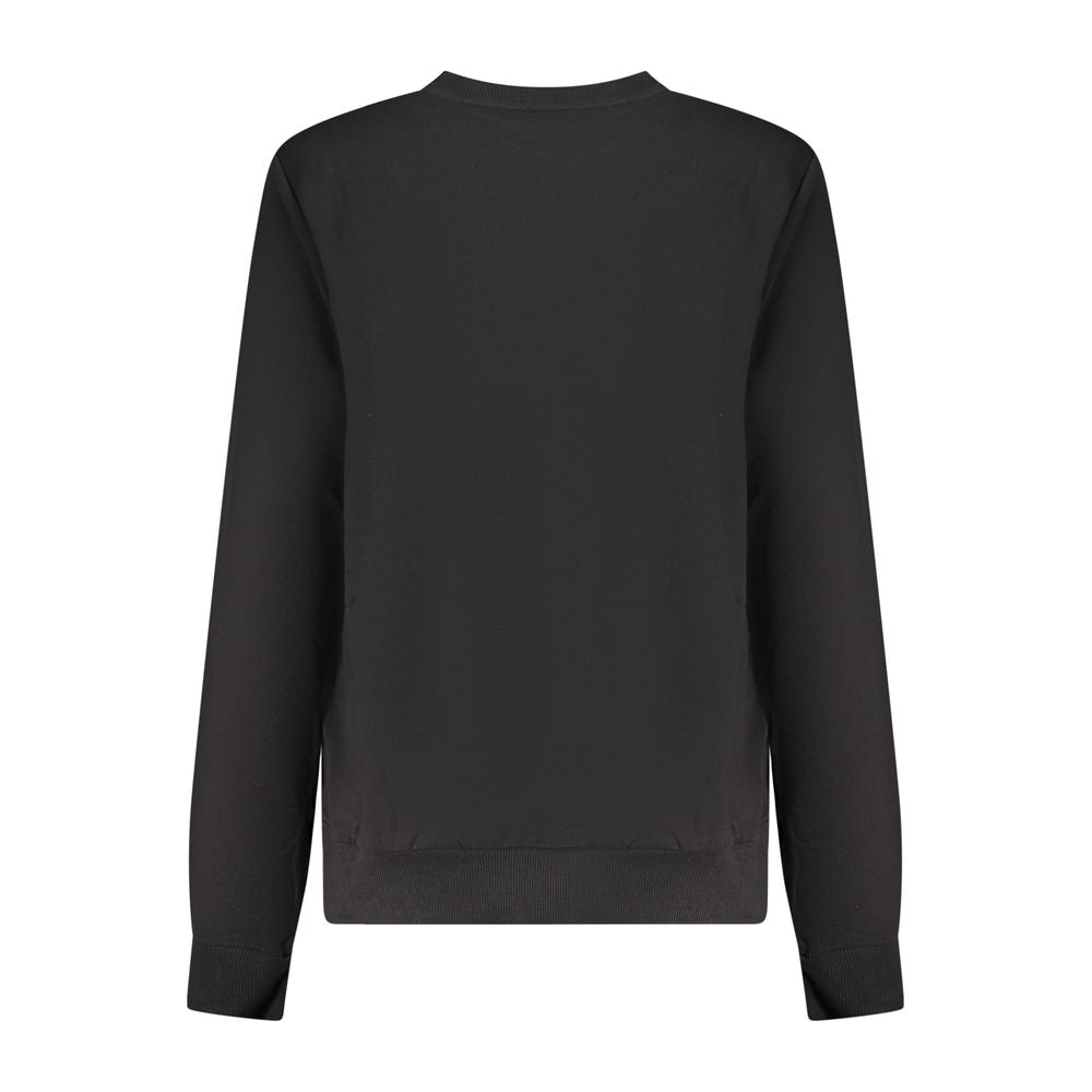 Black Fila women's cotton sweatshirt with long sleeves and a relaxed fit, displayed on a hanger.