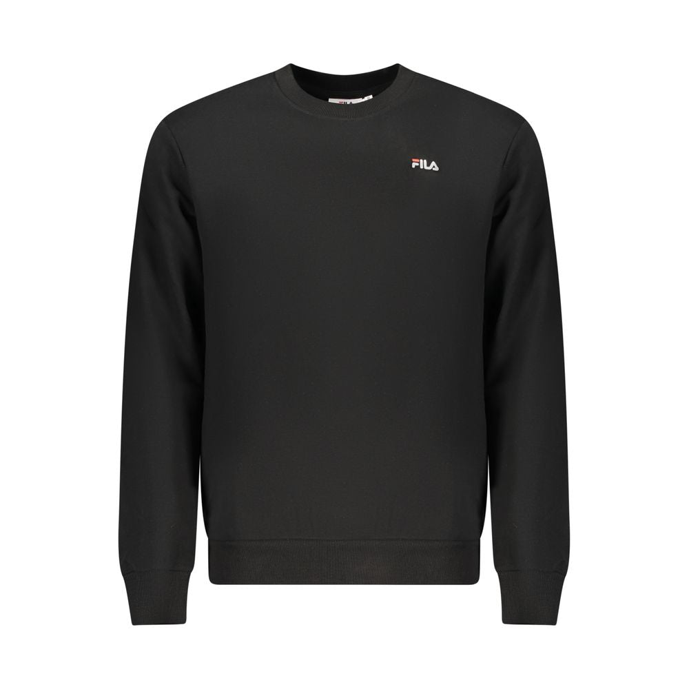 Black Fila men's sweatshirt made from organic cotton, showcasing a comfortable fit and classic design.