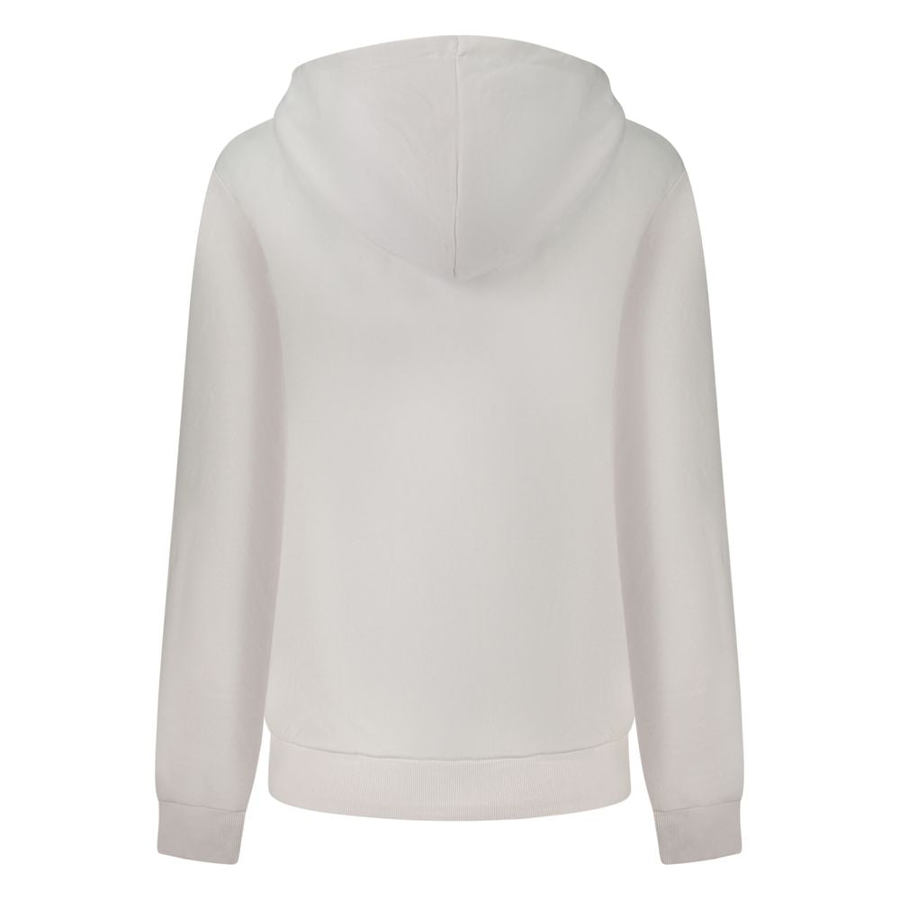 White Fila women's cotton sweatshirt with long sleeves and a classic crew neckline, displayed on a plain background.