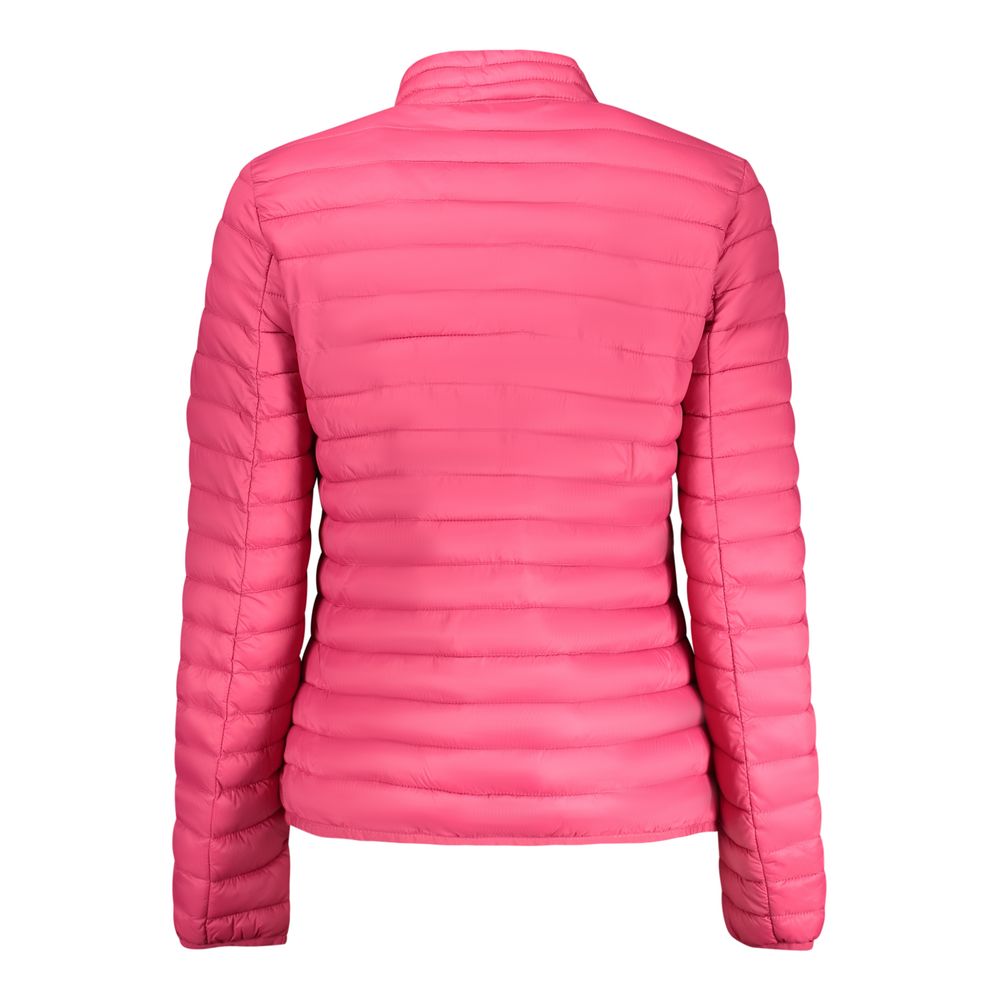 Norway 1963 Rosa Poliammide women's jacket displayed on a hanger, showcasing the lightweight, pink nylon outerwear with a sleek design.