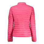 Norway 1963 Rosa Poliammide women's jacket displayed on a hanger, showcasing the lightweight, pink nylon outerwear with a sleek design.