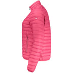 Norway 1963 Rosa Poliammide women’s jacket displayed on a hanger, showcasing its vibrant pink color and lightweight design.