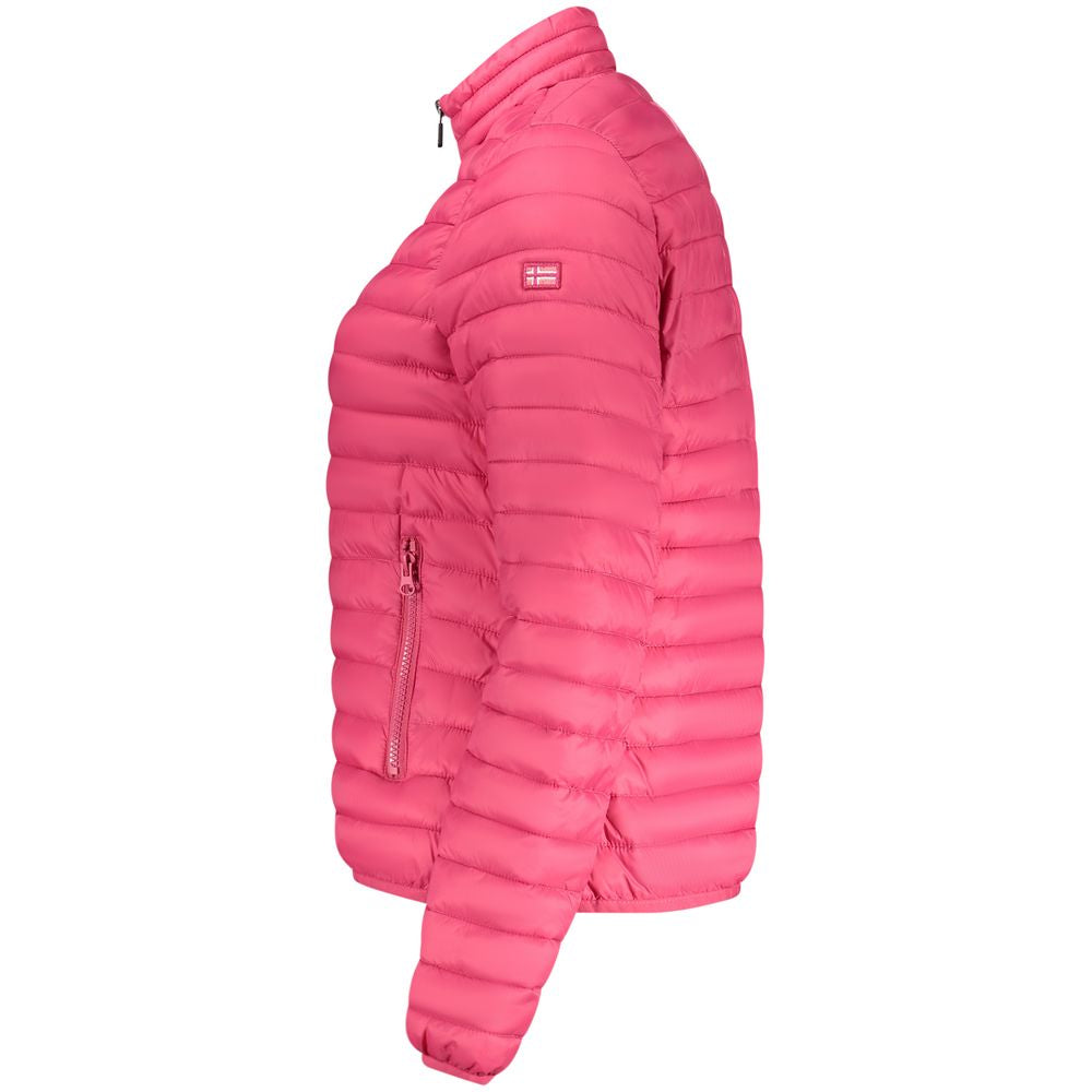 Norway 1963 Rosa Poliammide women’s jacket displayed on a hanger, showcasing its vibrant pink color and lightweight design.