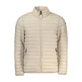 Norway 1963 beige men's poliammide jacket with front zipper and collar, displayed on a hanger.