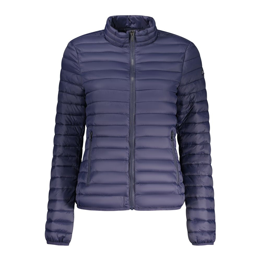 Norway 1963 women's blue poliammide jacket with a fitted style, shown on a model, perfect for casual and outdoor wear.