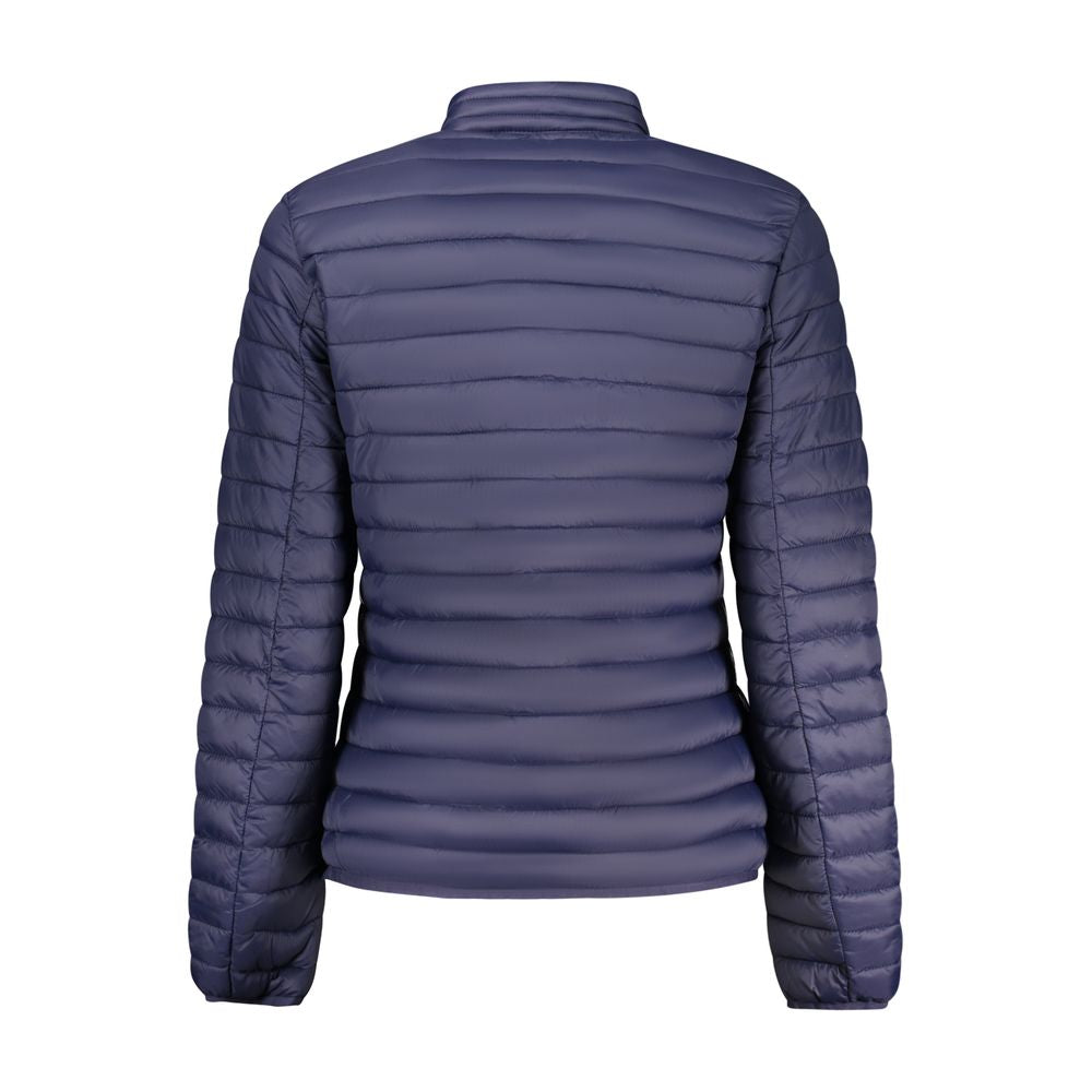 Norway 1963 Blu Poliammide women’s jacket displayed on a hanger, showcasing its stylish design and vibrant blue color.