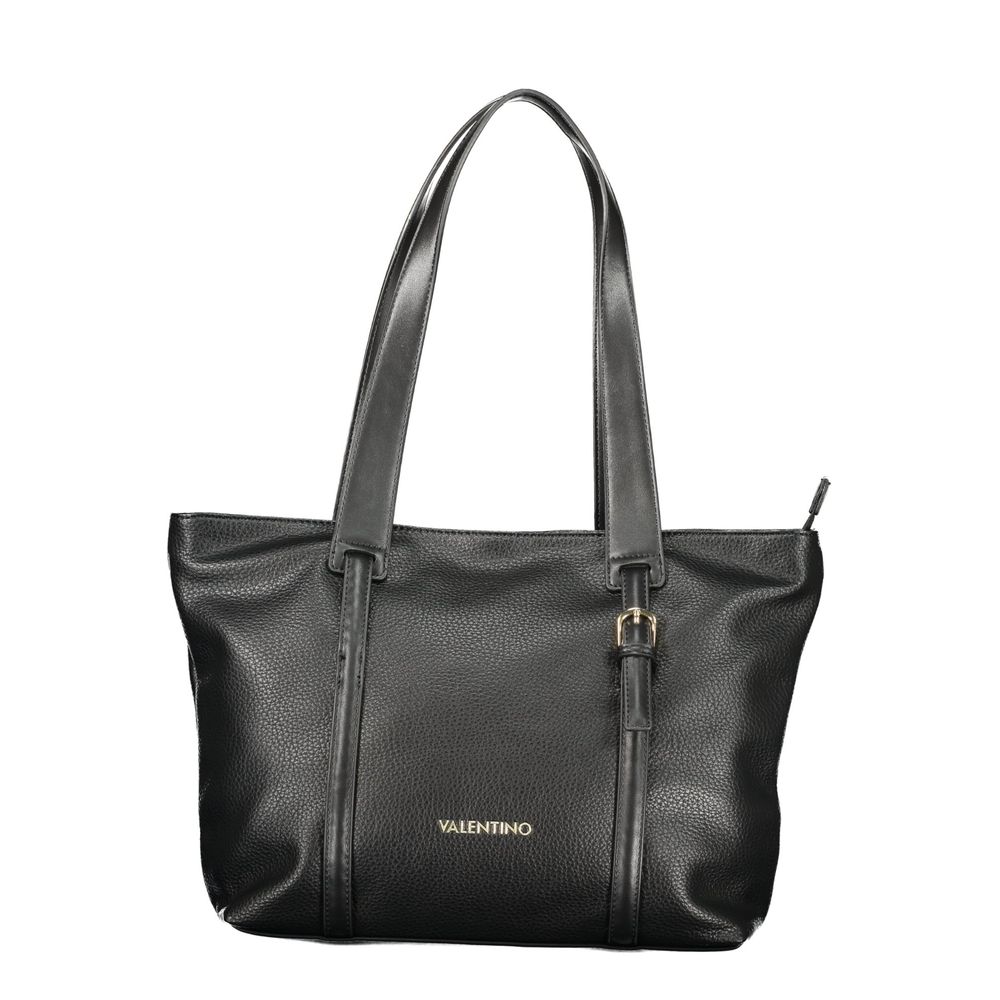 Mario Valentino black polyurethane women's bag with sleek design, perfect for sophisticated accessorizing and stylish everyday use.