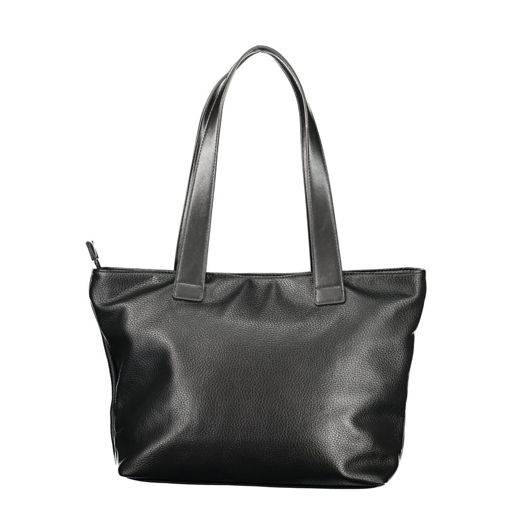 Mario Valentino black polyurethane women's bag with sleek design, perfect for sophisticated accessorizing.