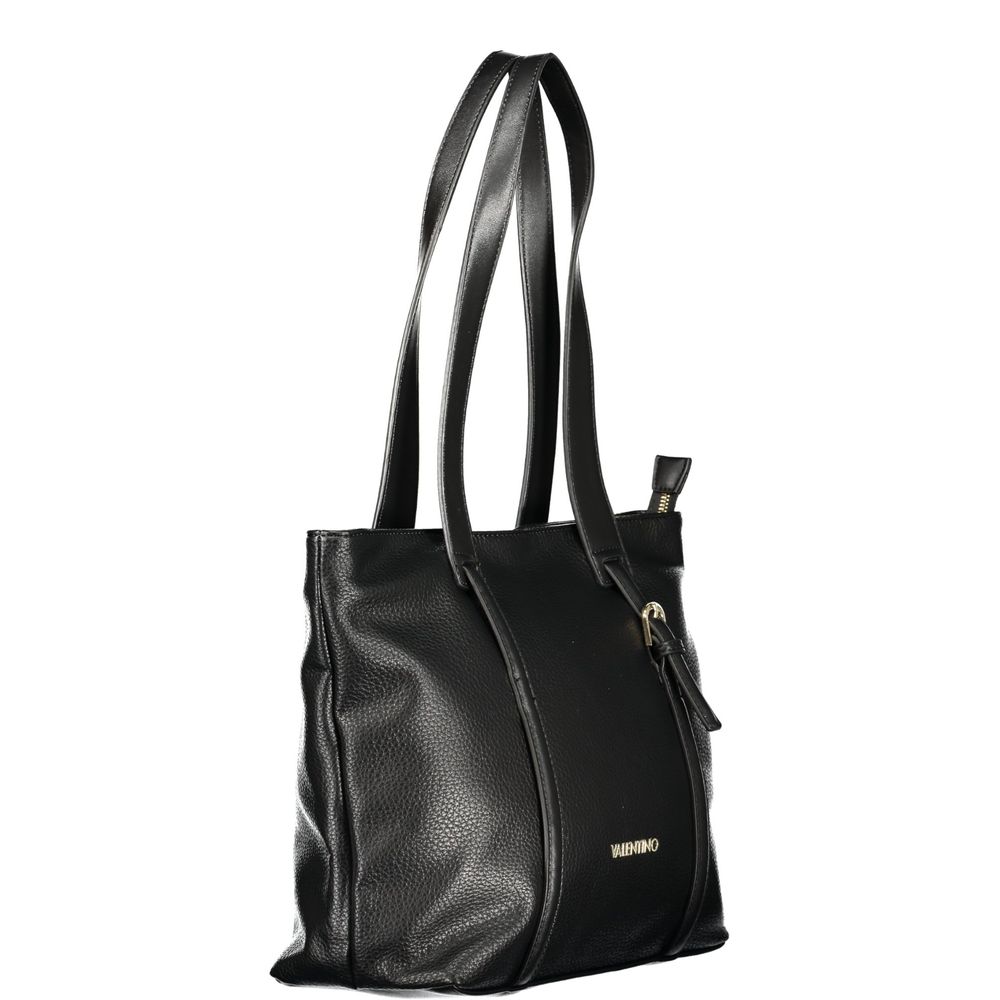 Mario Valentino black polyurethane women's bag with sleek design, perfect for sophisticated accessorizing.