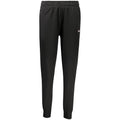 Black Fila women's organic cotton track pants with a relaxed fit and adjustable waistband, perfect for casual and athletic wear.