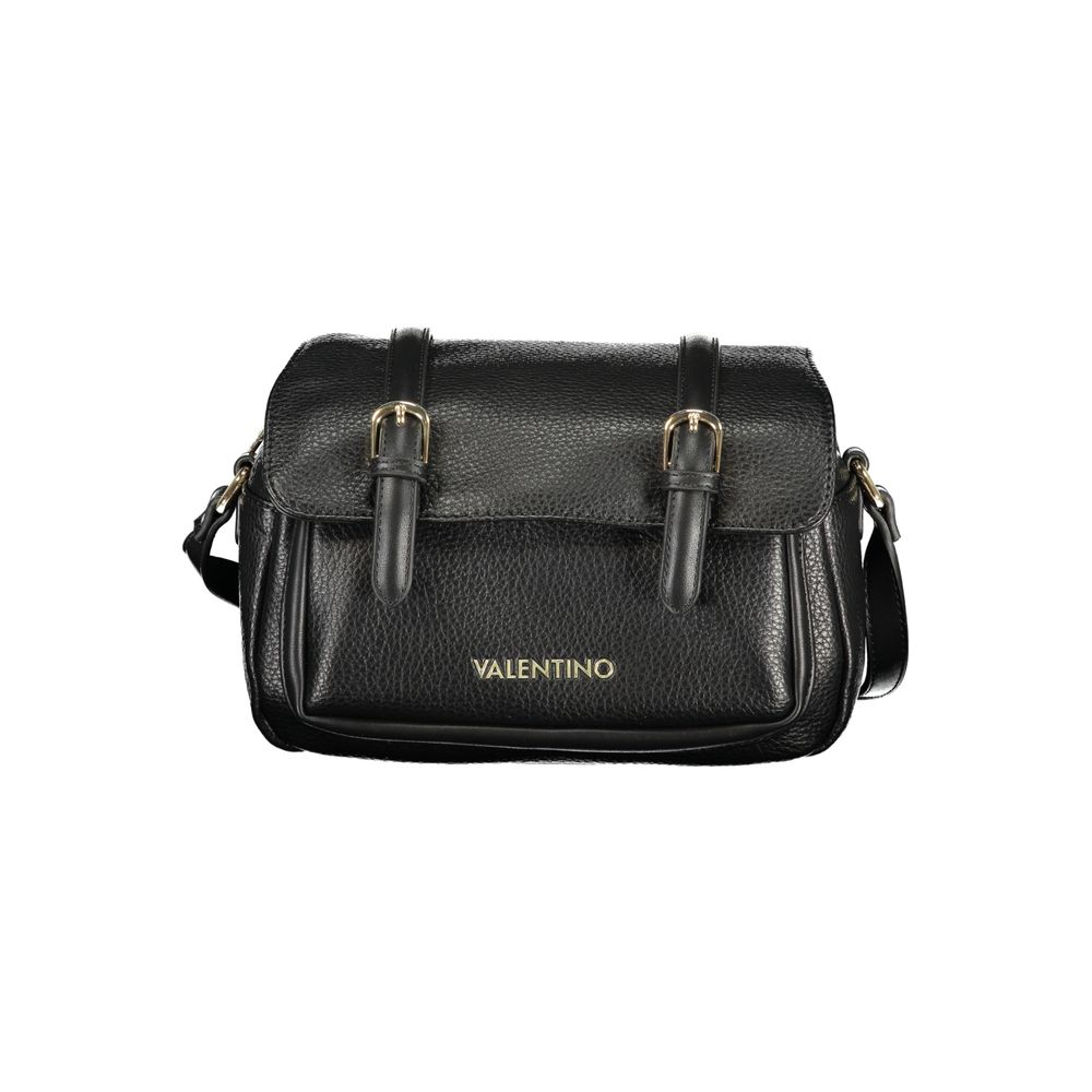 Black Mario Valentino women's bag made of polyurethane, featuring a sleek design with top handles and a spacious interior.
