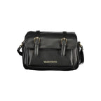 Black Mario Valentino women's bag made of polyurethane, featuring a sleek design with top handles and a spacious interior.