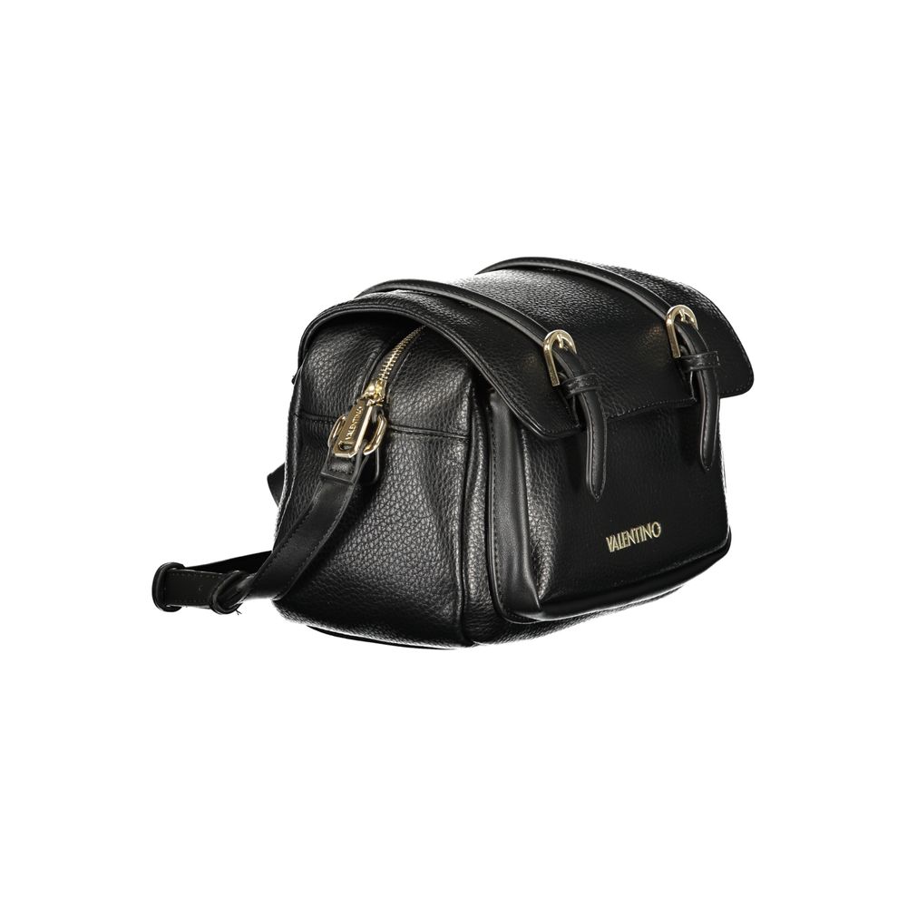 Mario Valentino black polyurethane women's bag with sleek design and gold-tone hardware, stylish accessory for everyday use.