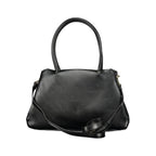 Black polyurethane women's bag by Mario Valentino with sleek design and silver-tone hardware.