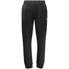Black cotton men's sweatpant by Fila, featuring a relaxed fit and elastic waistband, displayed on a neutral background.