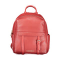 Mario Valentino Rosso polyurethane women's backpack showing a sleek red design with shoulder straps and front pocket.