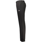 Black cotton men's sweatpant by Fila, featuring a comfortable fit and classic design, shown in a full-length view.