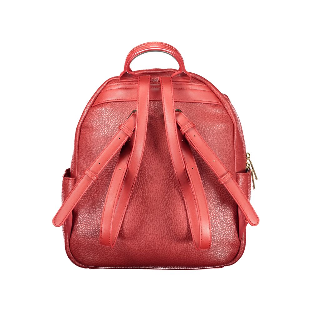 Mario Valentino Rosso polyurethane women's backpack with adjustable straps and sleek design, perfect for everyday use.