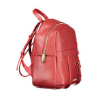 Mario Valentino Rosso polyurethane women's backpack with sleek design and adjustable straps, featuring a spacious main compartment.