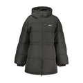 Black Fila women's polyester jacket with a sleek design, featuring a zip-up front and sporty style.