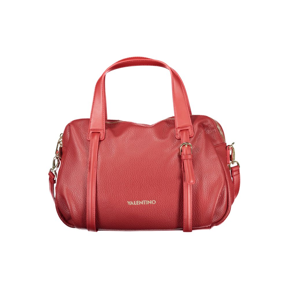Mario Valentino Rosso polyurethane women's bag with sleek design and silver hardware, featuring a top handle and zipper closure.