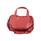 Mario Valentino Rosso polyurethane women's bag with sleek design and top handle, featuring a vibrant red color and stylish finish.