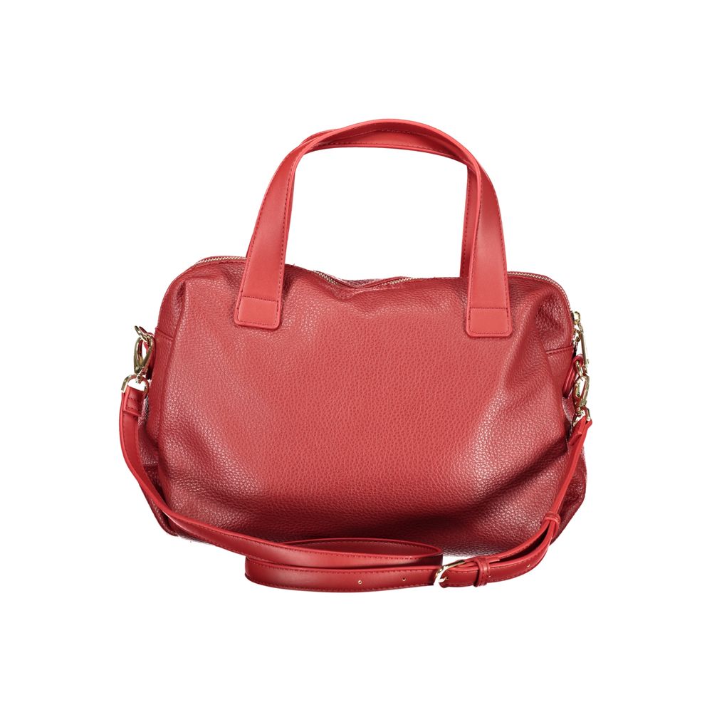Mario Valentino Rosso polyurethane women's bag with sleek design and top handle, featuring a vibrant red color and stylish finish.