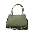 Mario Valentino Verde polyurethane women's bag with sleek design and top handle, featuring subtle branding and a modern style.