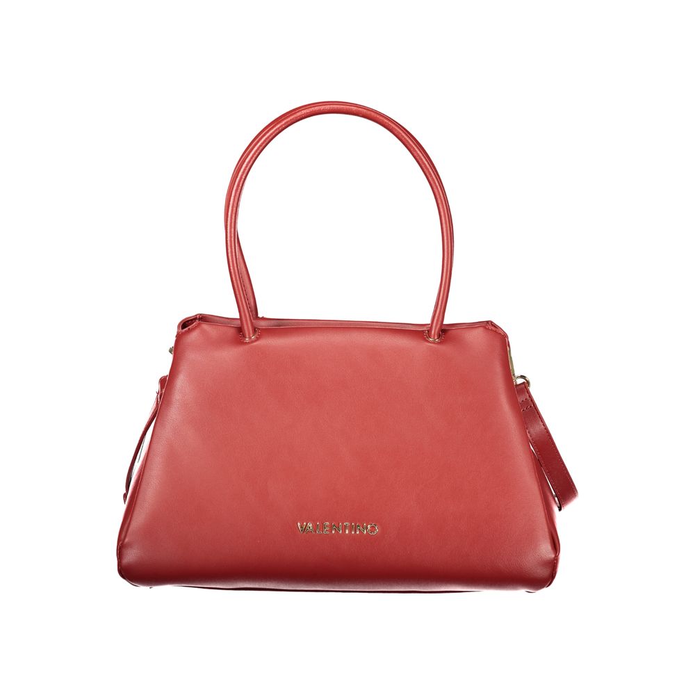 Mario Valentino brown polyurethane women's bag with sleek design and structured shape, featuring top handles and subtle branding details.