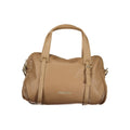 Brown Mario Valentino women's polyurethane bag with structured design and top handles, stylish accessory for everyday use.