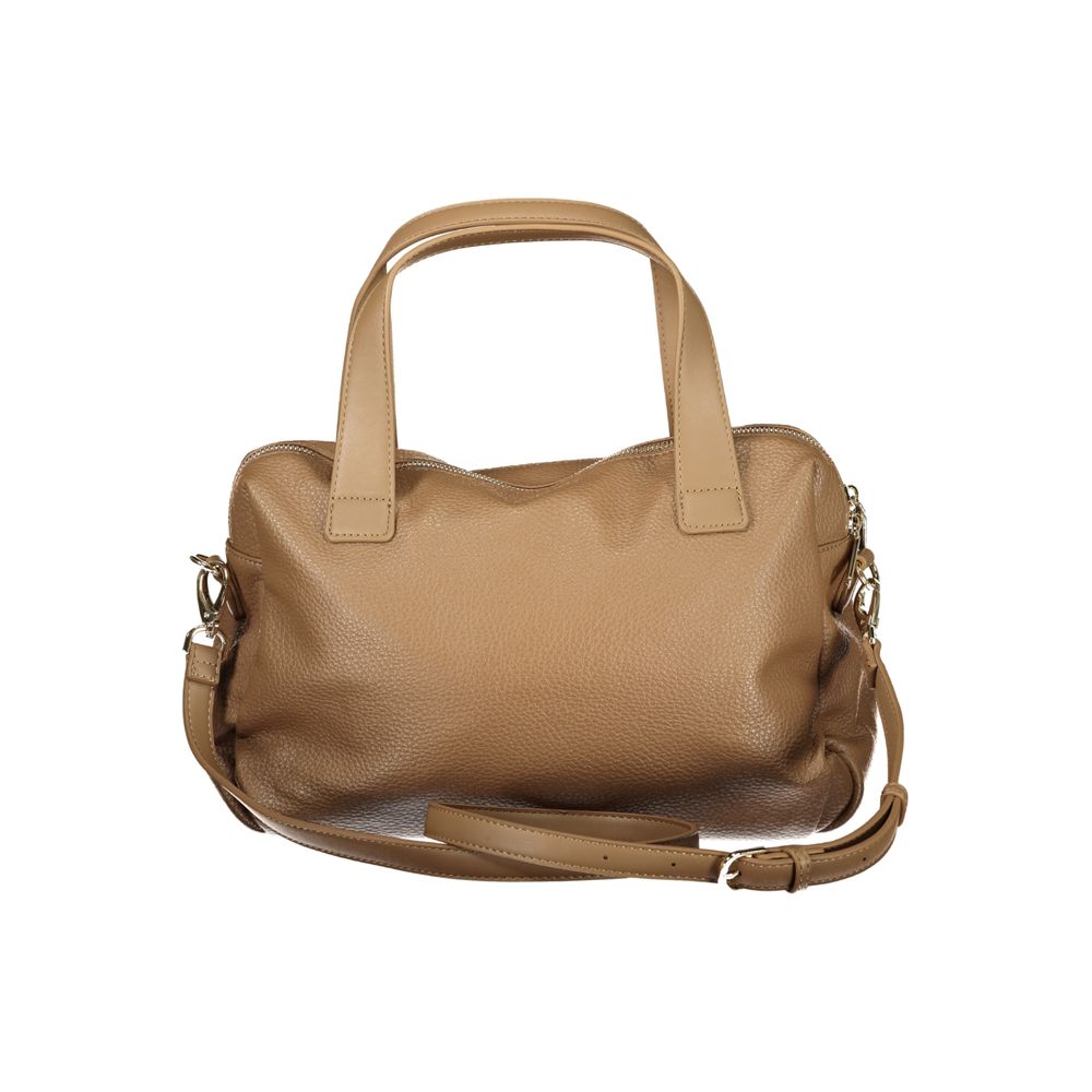 Mario Valentino brown polyurethane women's bag with top handles and sleek design, perfect for casual or formal occasions.