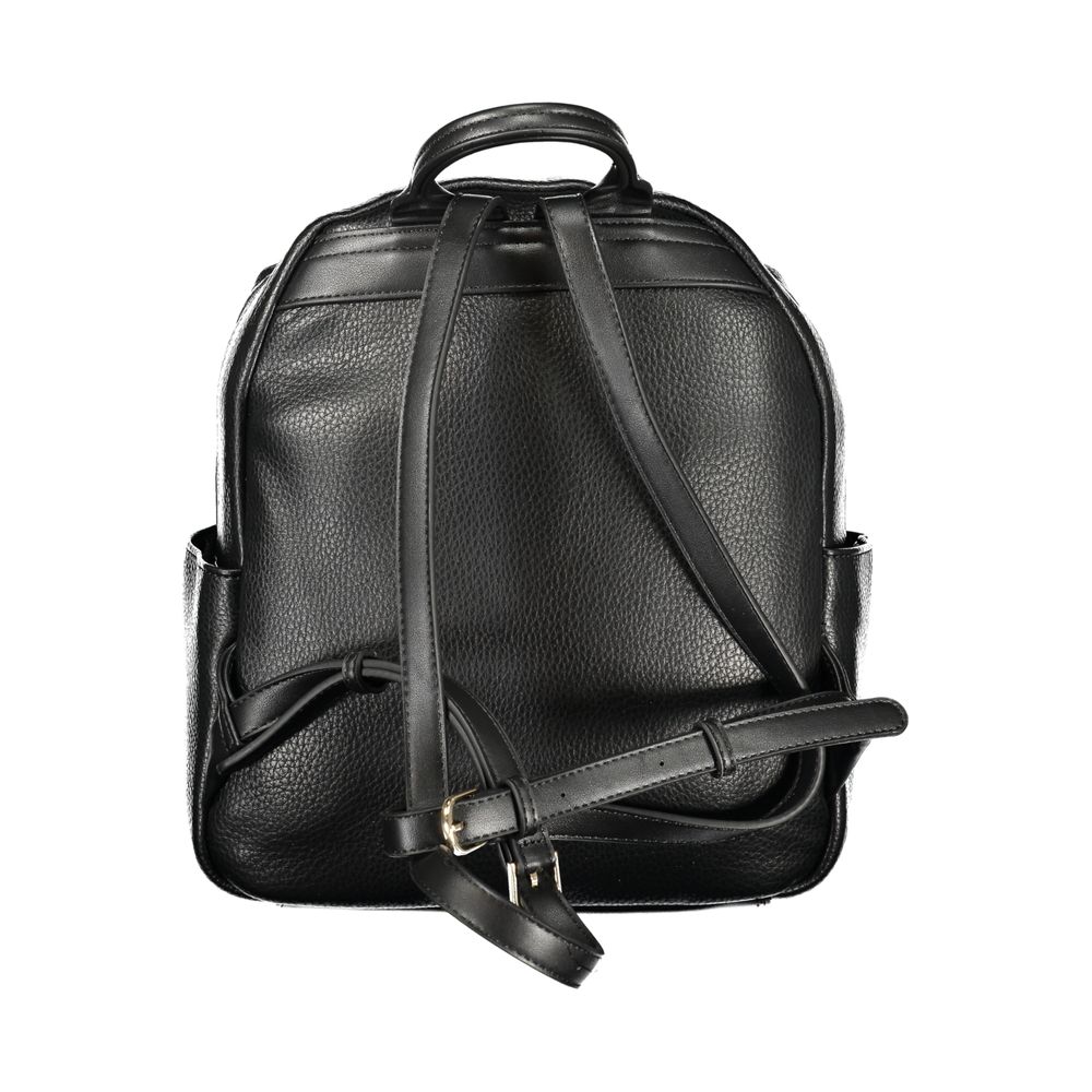 Mario Valentino Nero women's polyurethane backpack with sleek design and adjustable straps, perfect for everyday carry.