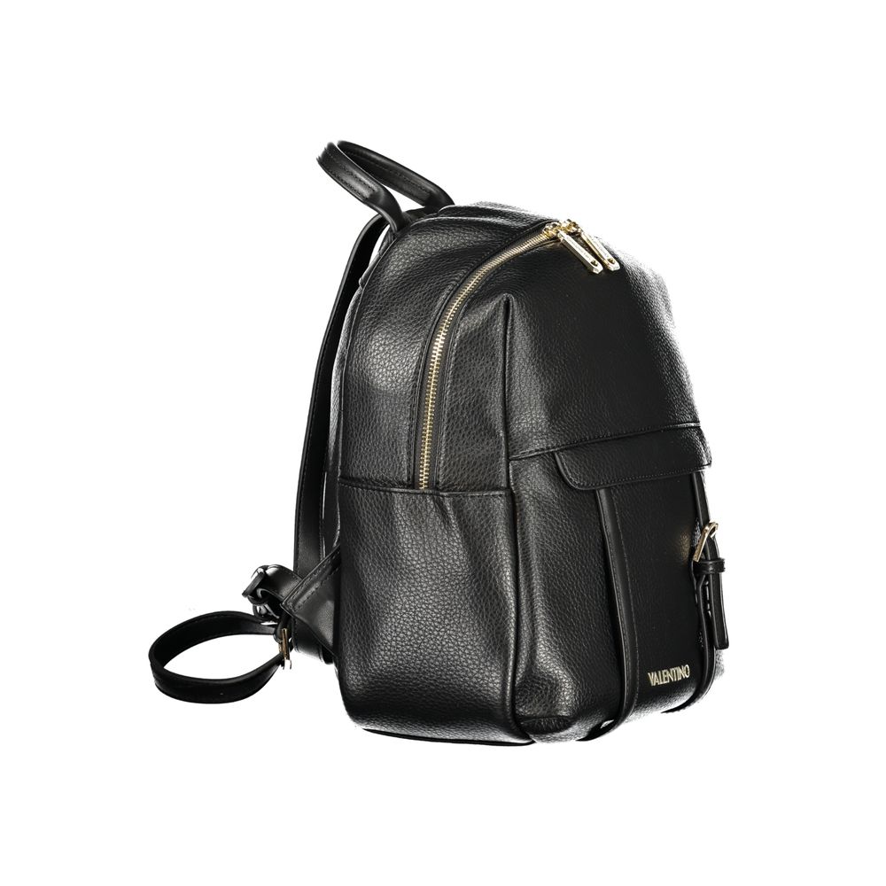 Mario Valentino Nero polyurethane women's backpack with sleek design and adjustable straps, featuring a spacious main compartment.