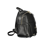 Mario Valentino Nero polyurethane women's backpack with sleek design and adjustable straps, featuring a spacious main compartment.